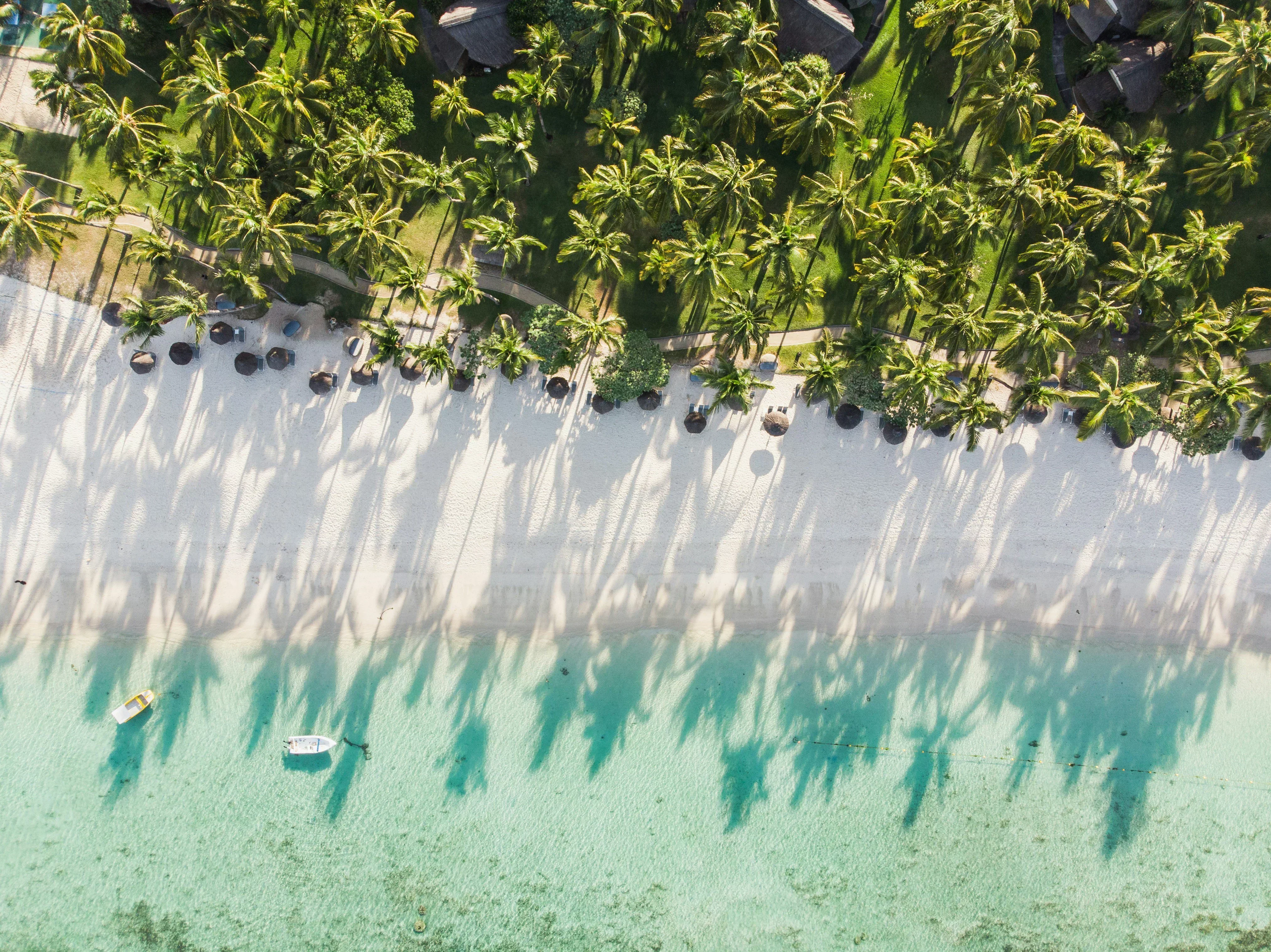 Scenic aerial view of Mauritius’ beaches and lagoons