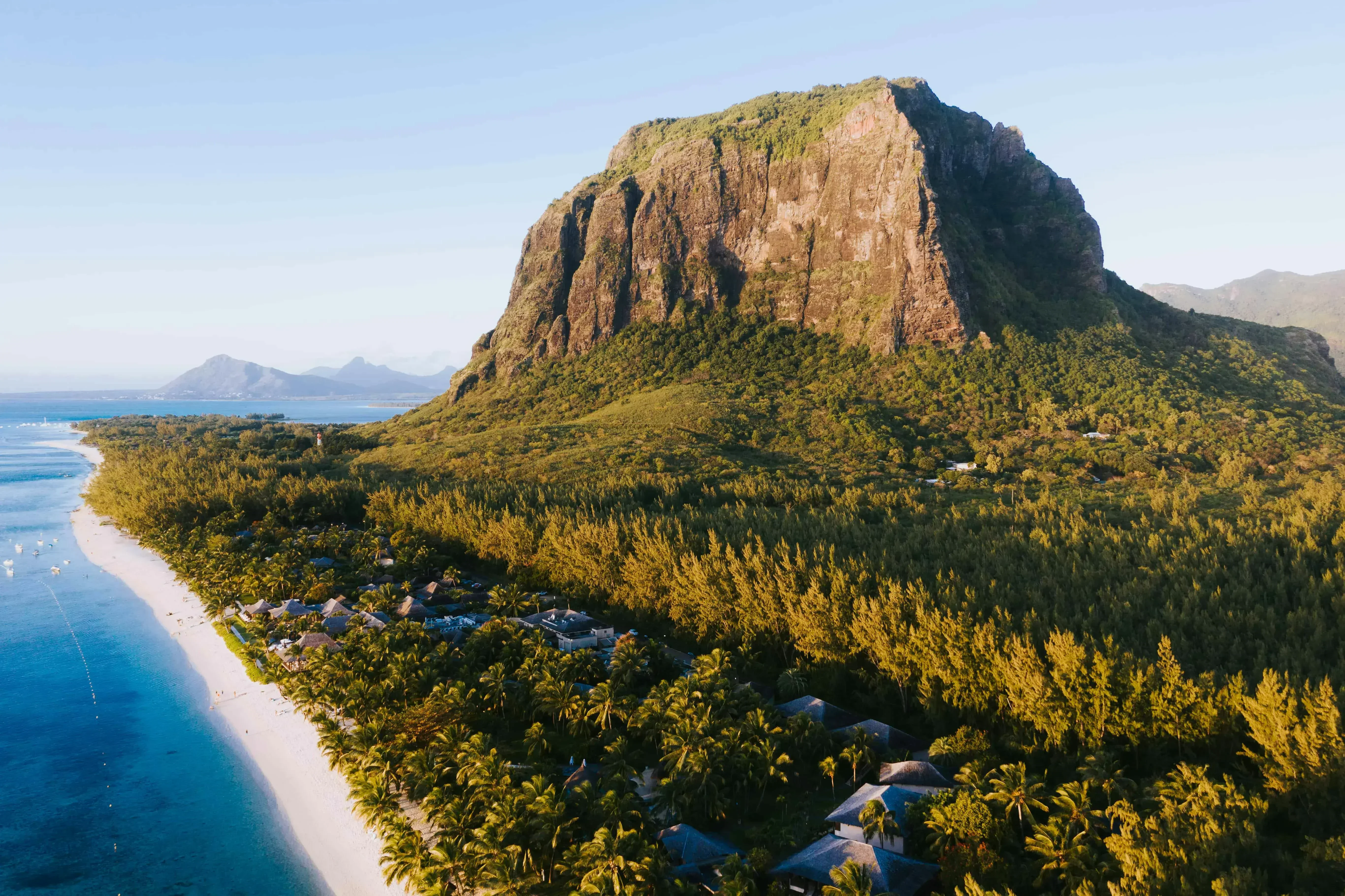 Scenic aerial view of Mauritius’ beaches and lagoons